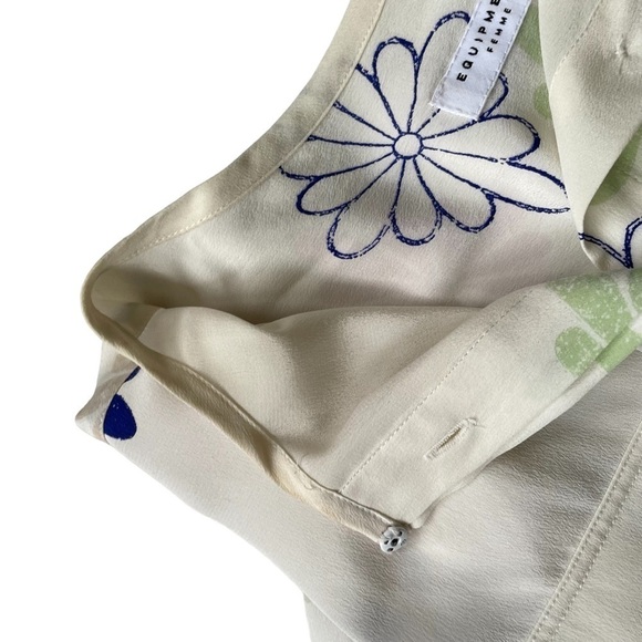 EQUIPMENT FEMME Silk Blouse Floral Print Cream XS - Picture 9 of 10